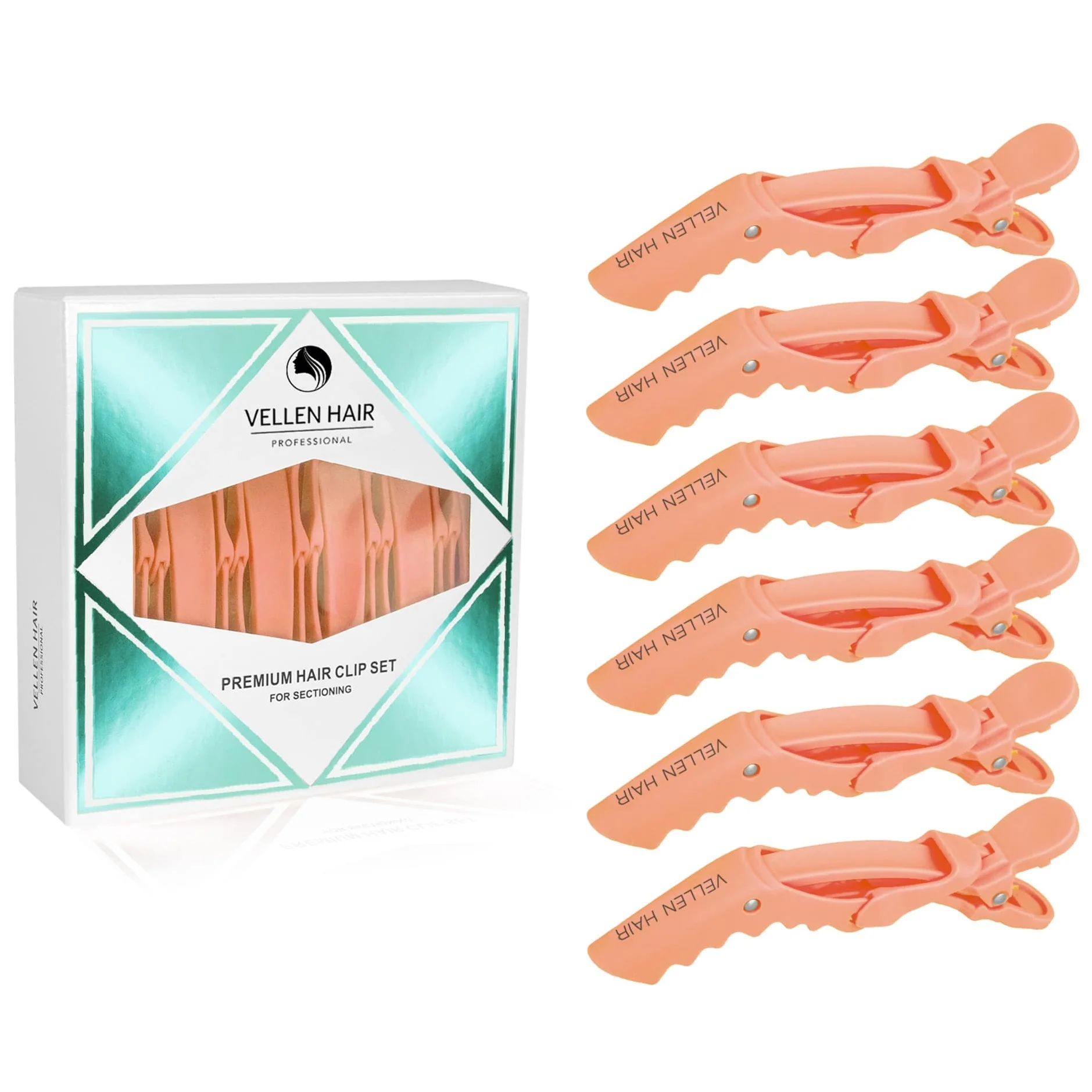 Alligator Hair Clips - 6 Pack - Peach Alligator Hair Clips - 6 Pack - Peach